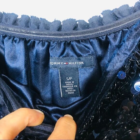 Tommy Hilfiger Navy Blue Sequins Strapless Dress - Picture 5 of 10